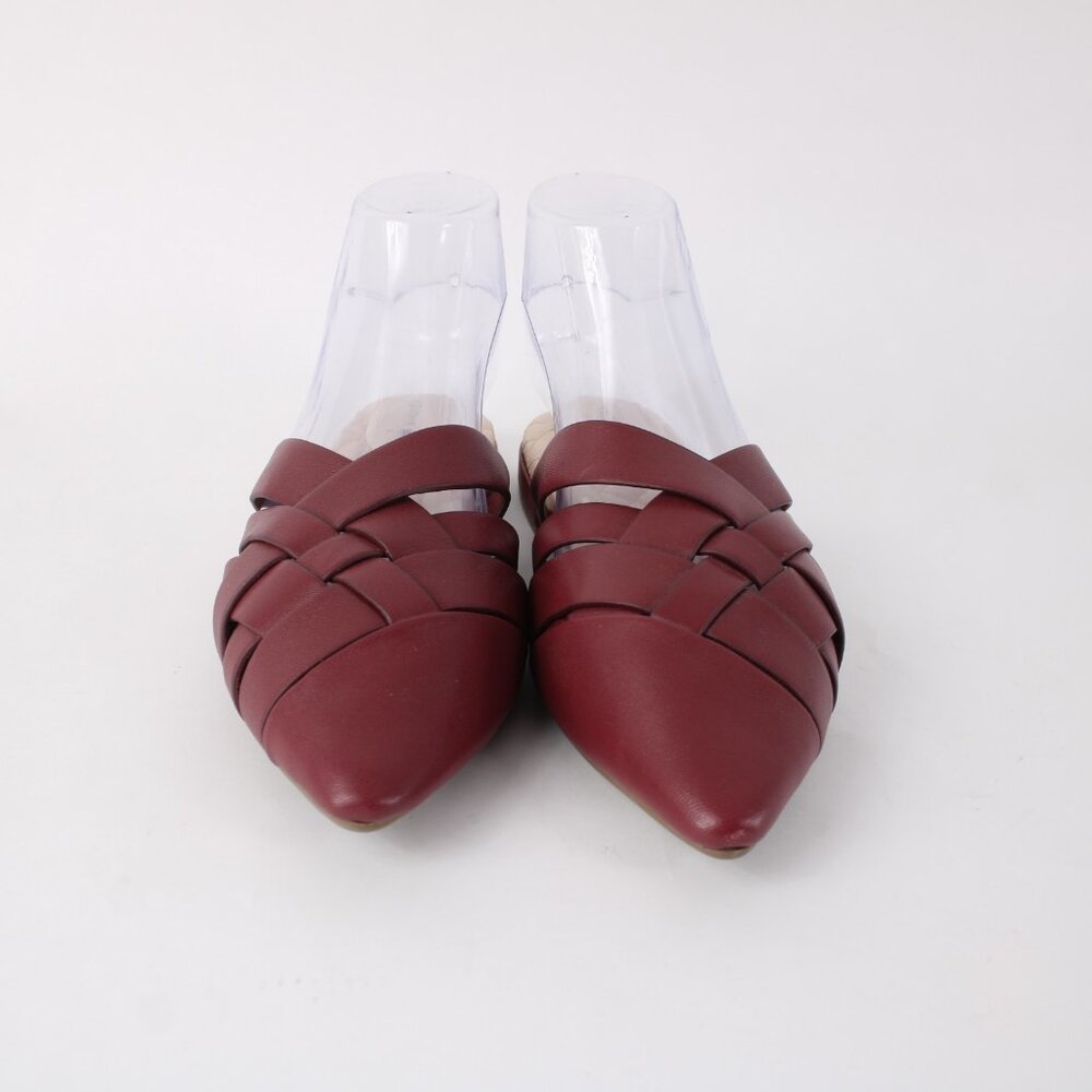 Birdies Sz 9 Mule Slide The Dove Sz 9 Rhubarb Red Pointed Toe Leather 1" Flats - Picture 2 of 11